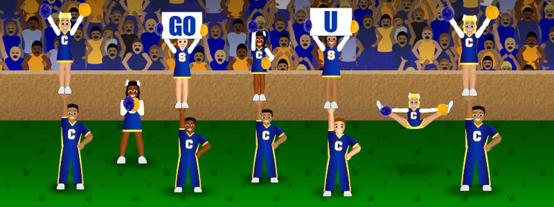 College Cheerleading game-day illustration with Cheermoji art