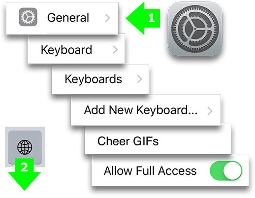 Image of the path in Settings to install Cheer GIFs.