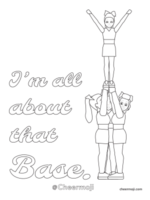 Link to the I'm All About That Base cheerleading coloring page.